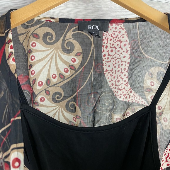 BCX Front Tie Deep V Cut Black Cami Blouse - Picture 5 of 7